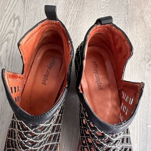 Jeffrey Campbell Womens Taggart Black Leather Cut Out Booties Shoes - Picture 7 of 7